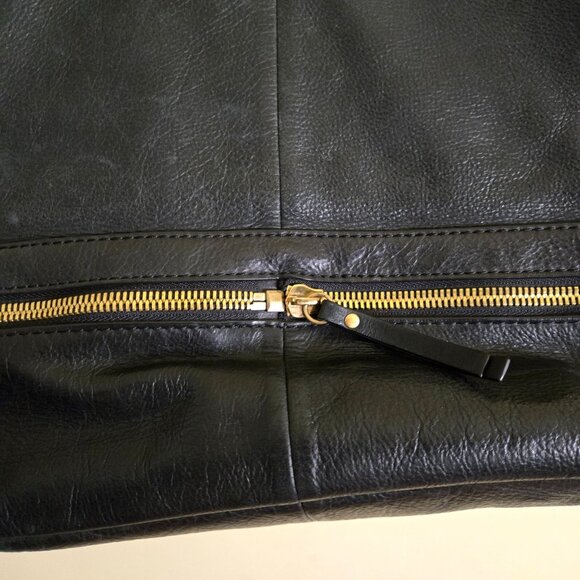 J.Crew Collection Black Leather Exhibitor Mega Tote Gold Hardware Top Handle - Picture 7 of 12